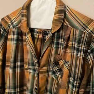 Vintage plaid long sleeve dress shirt